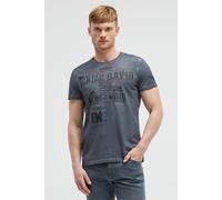 Rundhalsshirt CAMP DAVID, Herren, Gr. M, blau shades, Material: 100% Baumwolle, bedruckt, regular fit normal, eingesetzt gerader Abschluss, Shirts Rundhalsshirt, mit Kontrastnähten (46900526-M) blau s