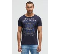 Rundhalsshirt CAMP DAVID, Herren, Gr. M, blau, Material: 100% Baumwolle, bedruckt, regular fit normal, eingesetzt gerader Abschluss, Shirts Rundhalsshirt, aus Baumwolle (20666236-M) blau