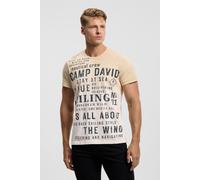 Camp David Herren T-Shirt Dip Dye mit Wording Prints Sea Sand, M