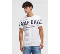 Camp David Herren T-Shirt mit auffälligem Logo Print Opticwhite, M