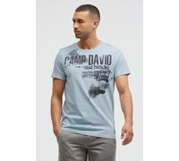 Camp David Herren T-Shirt mit Photo- und Rubber-Print Silver Blue, S