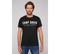 Rundhalsshirt CAMP DAVID, Herren, Gr. S, schwarz, Single Jersey, Material: 100% Baumwolle, bedruckt, regular fit normal, Rundhals, eingesetzt gerader Abschluss, Shirts Rundhalsshirt, aus Baumwolle (23