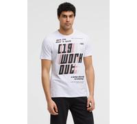 Camp David Herren T-Shirt Rundhals mit reflektierendem Frontprint, Regular Fit Kurzarm Shirt aus 95% Baumwolle 5% Elasthan Opticwhite, XL