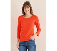 Rundhalsshirt CECIL, Damen, Gr. 3XL, cherry tomato orange, Web, 100% Baumwolle, unifarben, normal normal, Rundhals, abgesteppt, Shirts Rundhalsshirt, aus reiner Baumwolle (47161930-XXXL) cherry tomato