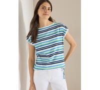 Rundhalsshirt CECIL, Damen, Gr. 3XL, sporty denim blau, Web, 100% Baumwolle, gestreift, comfort fit normal, U-Boot-Ausschnitt, normaler Saum, Shirts Rundhalsshirt, im Streifendesign (79056567-XXXL) sp