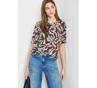 Rundhalsshirt CECIL, Damen, Gr. L (42), bunt (macchiato braun), Stoff, 65% Polyester, 35% Viskose, bedruckt, geblümt, comfort fit normal, Rundhals, abgesteppt, Shirts Rundhalsshirt, mit Blumenprint (3