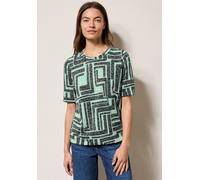 Rundhalsshirt CECIL, Damen, Gr. L (42), grün (slate khaki), Stoff, 65% Polyester, 35% Viskose, bedruckt, comfort fit normal, Rundhals, Bündchen, Shirts Rundhalsshirt, aus softem Materialmix (28356732-