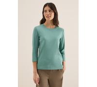 Rundhalsshirt CECIL, Damen, Gr. L (42), jewel grün, Web, 95% Baumwolle, 5% Elasthan, unifarben, normal normal, Rundhals, abgesteppt, Shirts Rundhalsshirt, aus Baumwolle mit Stretchante (77791058-L) je