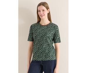 Rundhalsshirt CECIL, Damen, Gr. L (42), khaki, Web, 50% Baumwolle, 50% Modal, gemustert, comfort fit normal, Rundhals, abgesteppt, Shirts Rundhalsshirt, Rundhalsausschnitt (81127147-L) khaki
