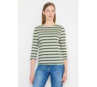 Rundhalsshirt CECIL, Damen, Gr. L (42), khaki, Web, 50% Baumwolle, 50% Modal, gestreift, normal normal, U-Boot-Ausschnitt, abgesteppt, Shirts Rundhalsshirt, mit U-Boot-Ausschnitt (75918262-L) khaki