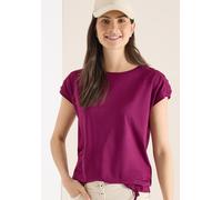 Rundhalsshirt CECIL, Damen, Gr. L (42), magenta lila, Web, 50% Baumwolle, 50% Modal, unifarben, comfort fit normal, U-Boot-Ausschnitt, abgesteppt, Shirts Rundhalsshirt, mit Raffung (72374416-L) magent