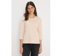 Rundhalsshirt CECIL, Damen, Gr. L (42), oat milk beige, Web, 95% Baumwolle, 5% Elasthan, unifarben, normal normal, Rundhals, abgesteppt, Shirts Rundhalsshirt, aus Baumwolle mit Stretchante (17067922-L