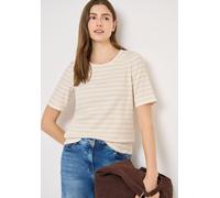Rundhalsshirt CECIL, Damen, Gr. L (42), pearl beige, Jersey, Obermaterial: 95% Baumwolle, 5% Elasthan, gestreift, normal hüftbedeckend, Rundhals, Shirts Rundhalsshirt, in Streifen-Optik (15655656-L) p