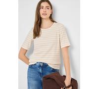 Rundhalsshirt CECIL, Damen, Gr. L (42), pearl beige, Jersey, Obermaterial: 95% Baumwolle, 5% Elasthan, gestreift, normal hüftbedeckend, Rundhals, Shirts Rundhalsshirt, in Streifen-Optik (15655656-L) p