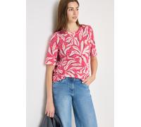 Rundhalsshirt CECIL, Damen, Gr. L (42), pink (beetroot pink), Jersey, Obermaterial: 65% Polyester, 35% Viskose, geblümt, gemustert, normal hüftbedeckend, Rundhals, Shirts Rundhalsshirt, Ausbrenner Shi