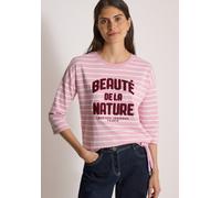 Rundhalsshirt CECIL, Damen, Gr. L (42), rosa (mellow rose), Web, 100% Baumwolle, gestreift, normal normal, Rundhals, abgesteppt, Shirts Rundhalsshirt, mit Streifenmuster (62872215-L) mellow rose