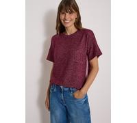Rundhalsshirt CECIL, Damen, Gr. L (42), rot (rot wine melange), Stoff, 67% Viskose, 28% Polyester, 5% Elasthan, unifarben, comfort fit normal, Rundhals, abgesteppt, Shirts Rundhalsshirt, mit Elastikbu