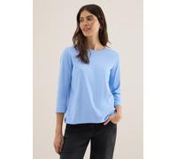 Rundhalsshirt CECIL, Damen, Gr. L (42), sporty light blau, Web, 95% Baumwolle, 5% Elasthan, unifarben, normal normal, Rundhals, abgesteppt, Shirts Rundhalsshirt, aus Baumwolle mit Stretchante (7086431