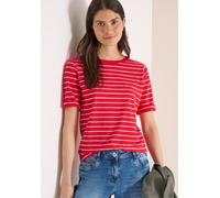 Rundhalsshirt CECIL, Damen, Gr. M (40), glazed apple rot, Jersey, Obermaterial: 100% Baumwolle, gestreift, normal hüftbedeckend, Rundhals, Shirts Rundhalsshirt, Sommershirt im Streifen-Look (10823858-