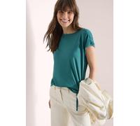 Rundhalsshirt CECIL, Damen, Gr. S (38), jungle grün, Web, 50% Baumwolle, 50% Modal, unifarben, comfort fit normal, U-Boot-Ausschnitt, abgesteppt, Shirts Rundhalsshirt, mit Raffung (50993848-S) jungle 