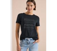 Kurzarmshirt CECIL, Damen, Gr. S (38), palm breeze grün, Jersey, Obermaterial: 50% Baumwolle, 50% Polyester, normal hüftbedeckend, Rundhals, abgesteppte Kante, Shirts, Sommershirt in Burn-Out-Optik un