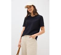 Rundhalsshirt CECIL, Damen, Gr. S (38), urban dunkelblau, Jersey, Obermaterial: 90% Baumwolle, 10% Polyester, unifarben, casual, normal hüftbedeckend, Rundhals, Halbarm, Shirts, mit seitlichen Knopfde