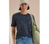 Rundhalsshirt CECIL, Damen, Gr. XL (44), dried olive grün, Stoff, 49% Polyester, 44% Viskose, 7% Elasthan, comfort fit normal, Rundhals, Bündchen, Shirts Rundhalsshirt, mit Leomuster (56638518-XL) dri