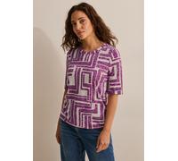 Rundhalsshirt CECIL, Damen, Gr. XL (44), rosa (anemone pink), Stoff, 65% Polyester, 35% Viskose, bedruckt, comfort fit normal, Rundhals, Bündchen, Shirts Rundhalsshirt, aus softem Materialmix (8746754