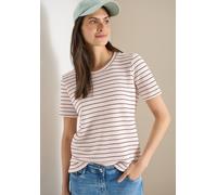 Rundhalsshirt CECIL, Damen, Gr. XL (44), rosa (sweet grape rot), Web, 55% Baumwolle, 45% Polyester, gestreift, comfort fit normal, Rundhals, abgesteppt, Shirts Rundhalsshirt, Rundhalsausschnitt (16343