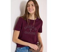 Rundhalsshirt CECIL, Damen, Gr. XL (44), sweet grape rot, Jersey, Obermaterial: 50% Baumwolle, 50% Polyester, bedruckt, normal hüftbedeckend, Rundhals, abgesteppte Kante, Shirts Rundhalsshirt, Sommers