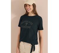 Rundhalsshirt CECIL, Damen, Gr. XS (36), palm breeze grün, Jersey, Obermaterial: 50% Baumwolle, 50% Polyester, bedruckt, normal hüftbedeckend, Rundhals, abgesteppte Kante, Shirts Rundhalsshirt, Sommer