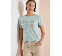 Rundhalsshirt CECIL, Damen, Gr. XXL (46), crystal mint, Web, 50% Baumwolle, 50% Polyester, comfort fit normal, Rundhals, abgesteppt, Shirts Rundhalsshirt, mit Zebramuster (43654159-XXL) crystal mint