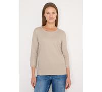 Rundhalsshirt CECIL, Damen, Gr. XXL (46), grain beige, Web, 100% Baumwolle, unifarben, normal normal, Rundhals, abgesteppt, Shirts Rundhalsshirt, aus reiner Baumwolle (70426267-XXL) grain beige