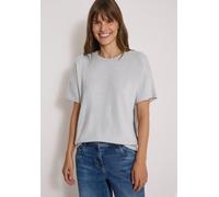 Rundhalsshirt CECIL, Damen, Gr. XXL (46), grau (light grau melange), Stoff, 67% Viskose, 28% Polyester, 5% Elasthan, unifarben, comfort fit normal, Rundhals, abgesteppt, Shirts Rundhalsshirt, mit Elas