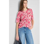 Rundhalsshirt CECIL, Damen, Gr. XXL (46), pink (beetroot pink), Stoff, 65% Polyester, 35% Viskose, bedruckt, geblümt, comfort fit normal, Rundhals, abgesteppt, Shirts Rundhalsshirt, mit Blumenprint (1