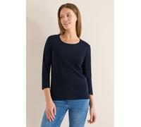 Rundhalsshirt CECIL, Damen, Gr. XXL (46), universal blau, Web, 100% Baumwolle, unifarben, normal normal, Rundhals, abgesteppt, Shirts Rundhalsshirt, aus reiner Baumwolle (88004756-XXL) universal blau