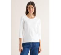 Rundhalsshirt CECIL, Damen, Gr. XXL (46), vanilleweiß, Web, 100% Baumwolle, unifarben, normal normal, Rundhals, abgesteppt, Shirts Rundhalsshirt, aus reiner Baumwolle (66863653-XXL) vanilleweiß