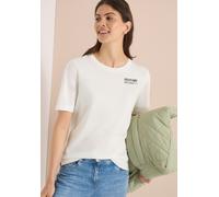 Rundhalsshirt CECIL, Damen, Gr. XXL (46), vanilleweiß, Web, 50% Baumwolle, 50% Modal, bedruckt, comfort fit normal, Rundhals, normaler Saum, Shirts Rundhalsshirt, Jersey (83797959-XXL) vanilleweiß