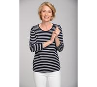 Rundhalsshirt CLARINA "NICOLE", Damen, Gr. 46, blau (marine), Obermaterial: 100% Baumwolle;, comfort fit, Rundhals, Shirts Rundhalsshirt, Pima Cotton Interlock (92265362-46) marine