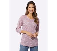Rundhalsshirt CLASSIC BASICS "3/4-Arm-Shirt", Damen, Gr. 42, lila (mauve, ecru, bedruckt), 100% Baumwolle, gemustert, mehrfarbig, Rundhals, Shirts Rundhalsshirt (44769034-42) mauve, ecru, bedruckt