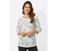 Rundhalsshirt CLASSIC BASICS "3/4-Arm-Shirt", Damen, Gr. 56, schwarz (ecru, schwarz, bedruckt), 100% Baumwolle, gemustert, mehrfarbig, Rundhals, Shirts Rundhalsshirt (43085064-56) ecru, schwarz, bedru