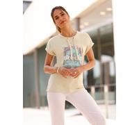 Rundhalsshirt CLASSIC BASICS "Kurzarm-Shirt", Damen, Gr. 42, grau (sand, taupe), 100% Baumwolle, bedruckt, gemustert, mehrfarbig, Rundhals, Shirts Rundhalsshirt (60235630-42) sand, taupe