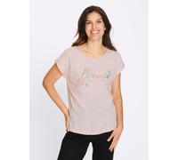 Rundhalsshirt CLASSIC BASICS "Kurzarm-Shirt", Damen, Gr. 48, rosé, gelb, 100% Baumwolle, bedruckt, gemustert, Rundhals, Shirts Rundhalsshirt (89112069-48) rosé, gelb