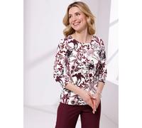 Rundhalsshirt CLASSIC BASICS "Rundhals-Shirt", Damen, Gr. 38, bunt (ecru, burgund, bedruckt), 100% Baumwolle, geblümt, gemustert, mehrfarbig, Rundhals, Shirts Rundhalsshirt (37859034-38) ecru, burgund
