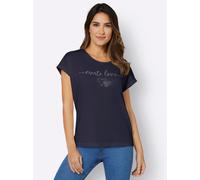 Rundhalsshirt CLASSIC BASICS "Rundhals-Shirt", Damen, Gr. 42, blau (marine), 100% Baumwolle, bedruckt, gemustert, Rundhals, Shirts Rundhalsshirt (89031064-42) marine