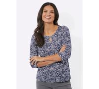 Rundhalsshirt CLASSIC BASICS "Rundhals-Shirt", Damen, Gr. 48, blau (marine, ecru, bedruckt), 100% Baumwolle, Paisley, gemustert, Rundhals, Shirts Rundhalsshirt (46322940-48) marine, ecru, bedruckt