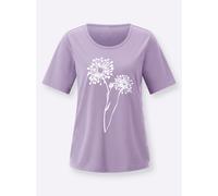 Rundhalsshirt CLASSIC BASICS "Rundhals-Shirt", Damen, Gr. 48, lila (flieder, weiß, bedruckt), 100% Baumwolle, geblümt, gemustert, Rundhals, Shirts Rundhalsshirt (91991153-48) flieder, weiß, bedruckt