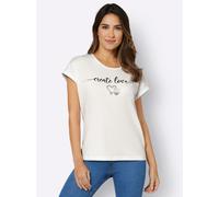 Rundhalsshirt CLASSIC BASICS "Rundhals-Shirt", Damen, Gr. 50, beige (ecru), 100% Baumwolle, bedruckt, gemustert, Rundhals, Shirts Rundhalsshirt (32073122-50) ecru