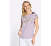 Rundhalsshirt CLASSIC BASICS "Rundhals-Shirt", Damen, Gr. 52, lila (flieder, traube, bedruckt), 100% Baumwolle, geblümt, gemustert, mehrfarbig, Rundhals, Shirts Rundhalsshirt (26732537-52) flieder, tr