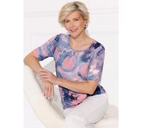 Rundhalsshirt CLASSIC "Rundhals-Shirt", Damen, Gr. 42, bunt (marine, flamingo, bedruckt), 95% Viskose, 5% Elasthan, gemustert, mehrfarbig, Rundhals, Shirts Rundhalsshirt (36271445-42) marine, flamingo